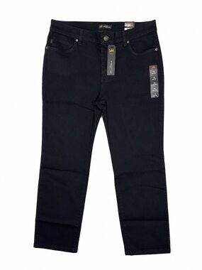 Lee Women’s Relaxed Fit Straight Leg Petite Jeans Black Onyx Size 14P NWT